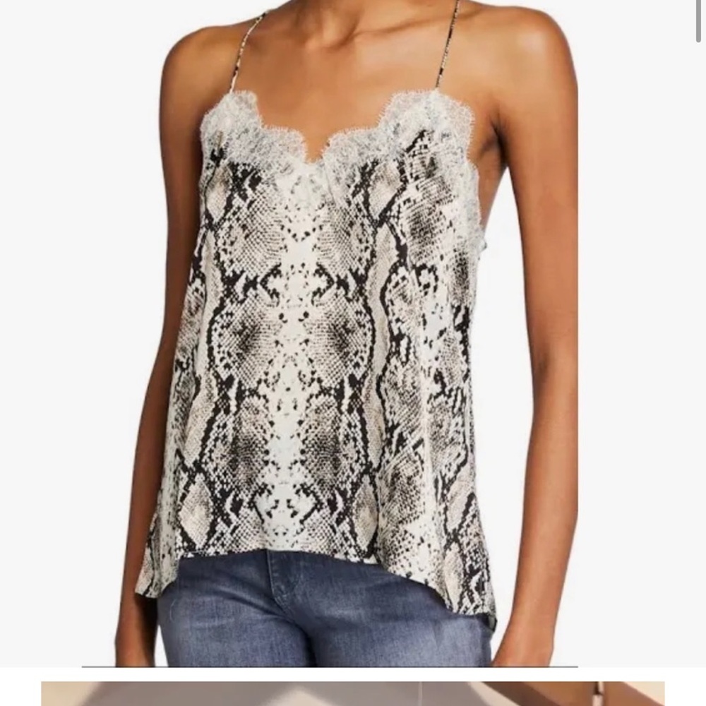 Cami NYC The Racer Charmeuse Snake Tank Top Silk Small